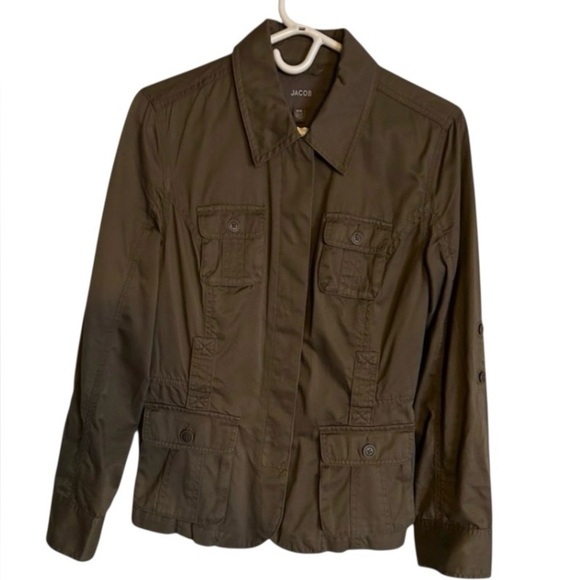 Jacob 100% Cotton Olive Green Field Jacket Women’s Size 9/10 Modern Utility - Picture 2 of 10